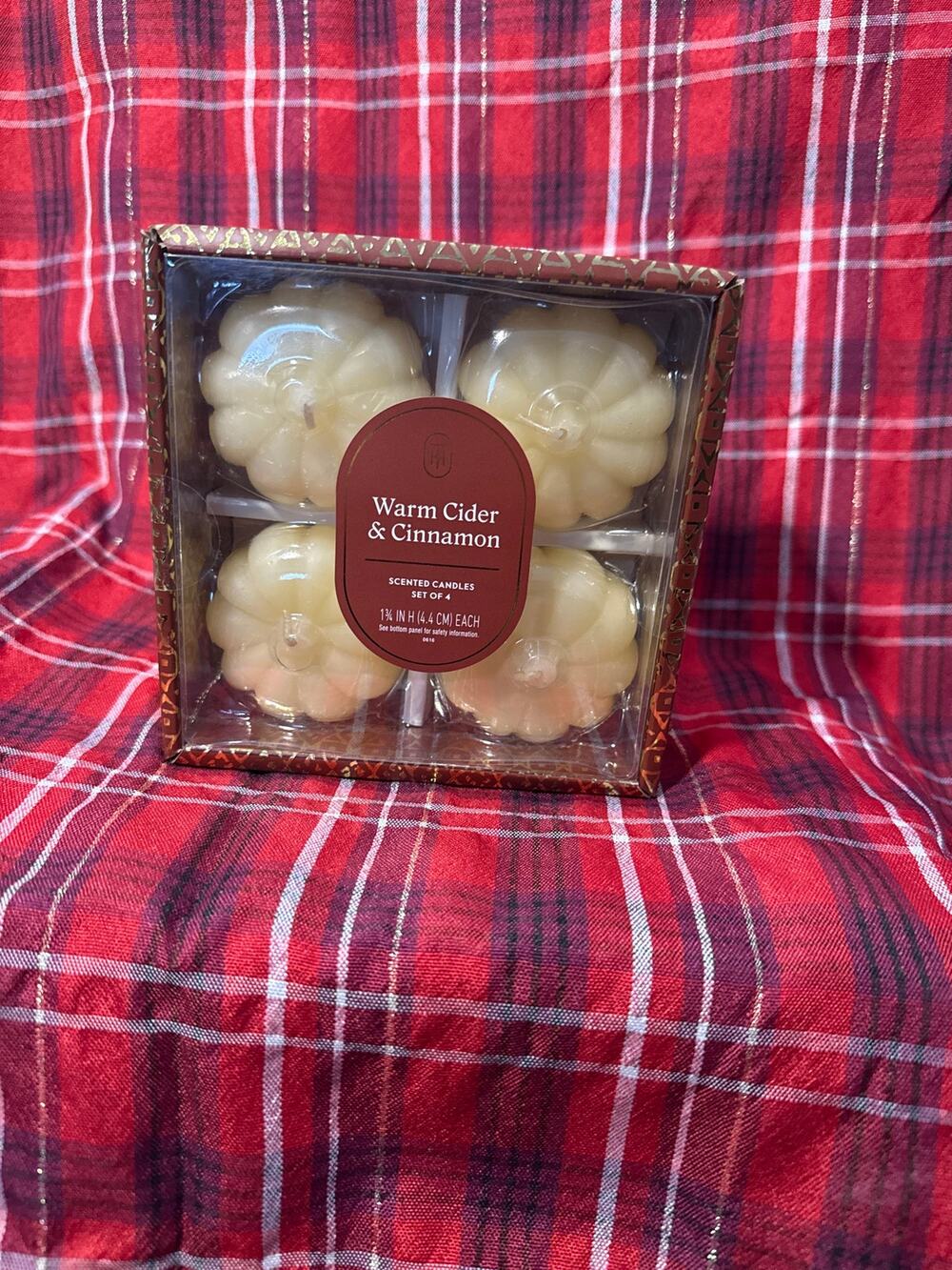 Warm Cider & Cinnamon Scented Candles Set of 4 – Pumpkin Shape, Cream
